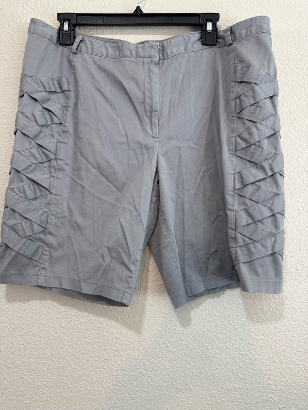 Nicole Light Gray Women's Shorts with Side Lattice Panels